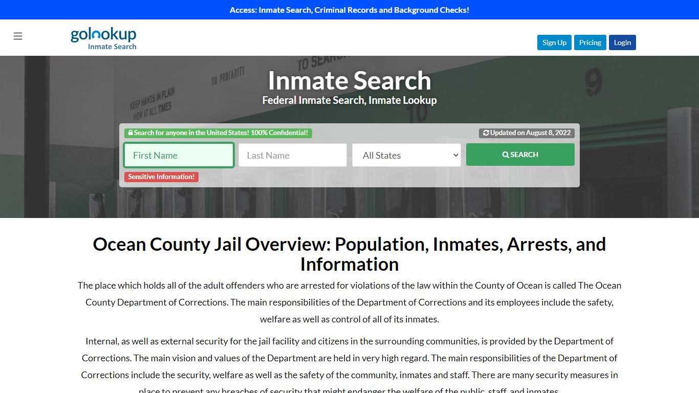 Ocean County Jail, Ocean County Jail Inmate Search